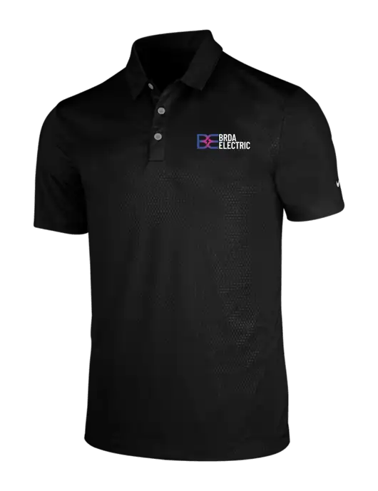 NIKE Black Dri-Fit Embossed Tri-Blade Polo w/Brda Electric Logo