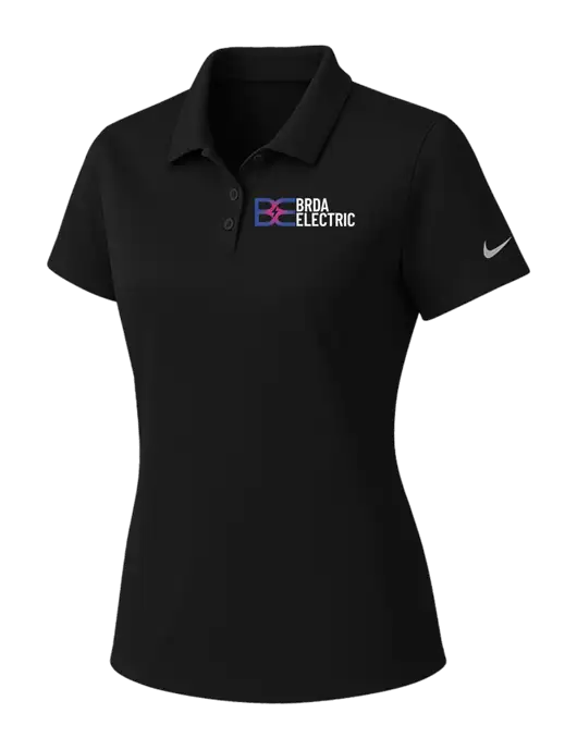Nike Womens Black Dry Essential Solid Polo w/Brda Electric Logo