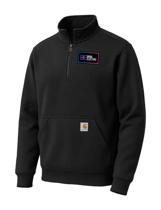 Carhartt Black Midweight 1/4-Zip Mock Neck Sweatshirt w/Brda Electric Logo